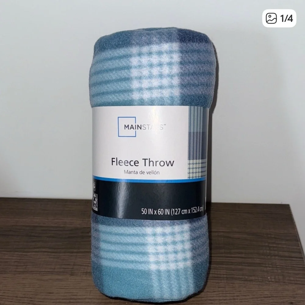 Mainstays Teal and Navy Plaid Throw Blanket